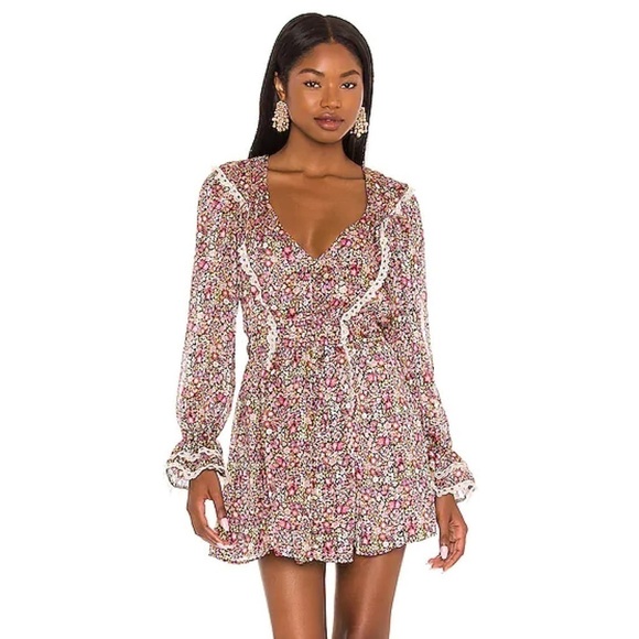 FOR Love & Lemons NWT Floral Grace Mini Dress Small - Picture 1 of 13